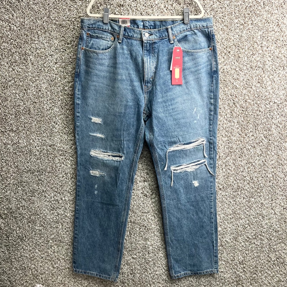 Levi's Jeans Men's 38x32 Blue 541 Athletic Fit Warp Stretch Distressed Denim NWT